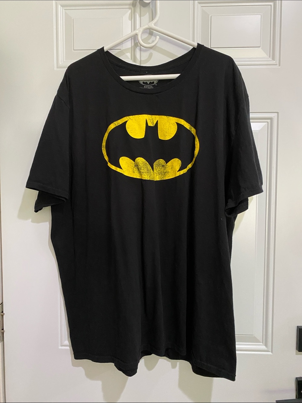 Men's Black Batman Logo Short Sleeve T-Shirt - Yellow Graphic